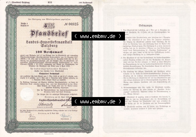 Österreich Historisches Wertpapier beidseitige Vollansicht 1939, Reihe 1, Buchstabe D, 4.5 Prozent Pfandbrief, Zur Anlegung von... Sammlung