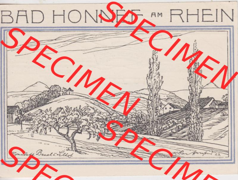Notgeldscheine Honnef, Bad 1921, 50 Pfennig Honschaft Beutel (1) Sammlung