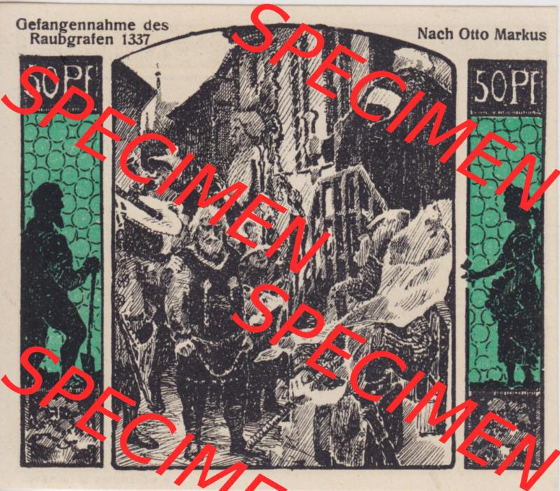 Notgeldscheine Quedlinburg, Stadt 1922, 50 Pfennig Gefangennahme des Raubgrafen 1337 (1) Sammlung