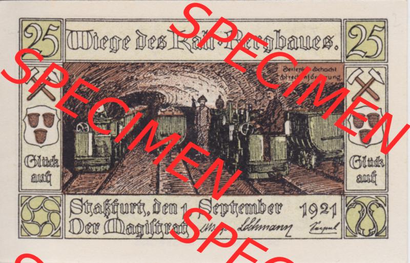 Notgeldscheine Staßfurt, Stadt 25 Pfennig, Schacht Steckenförderung (1) Sammlung