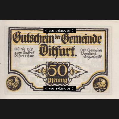 Notgeldscheine Ditfurt, Stadt 1921, So kam der Steuertag heran (1) Sammlung