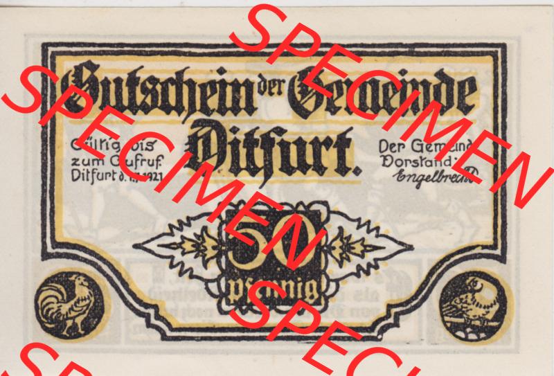 Notgeldscheine Ditfurt, Stadt 1921, Es war in jener alten Zeit (1) Sammlung