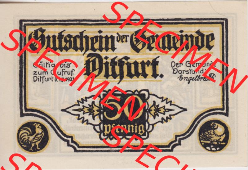 Notgeldscheine Ditfurt, Stadt 1921, Der Schulz sagt zum Gemeinderat (1) Sammlung