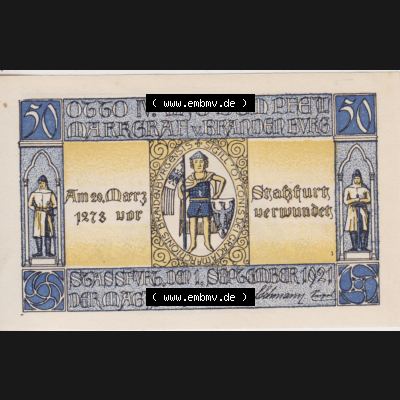 Notgeldscheine Staßfurt, Stadt 50 Pfennig, Marktgraf von Brandenburg (1) Sammlung
