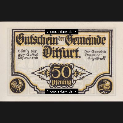 Notgeldscheine Ditfurt, Stadt 1921, Als einer nun das Werk getan (1) Sammlung