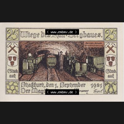 Notgeldscheine Staßfurt, Stadt 25 Pfennig, Schacht Steckenförderung (1) Sammlung