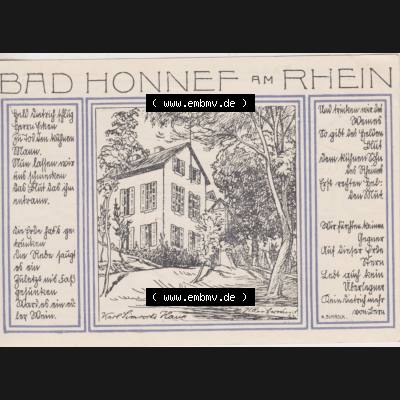 Notgeldscheine Honnef, Bad 1921, 99 Pfennig Karl Simrocks Haus (1) Sammlung