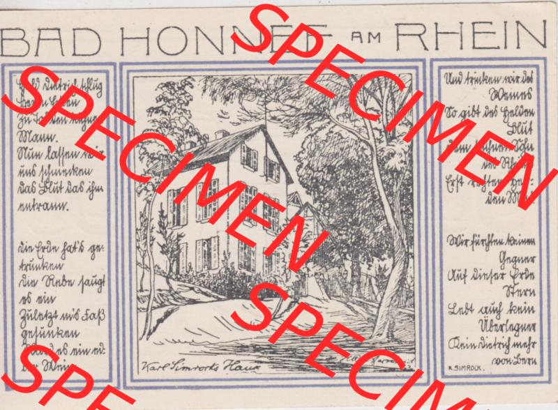 Notgeldscheine Honnef, Bad 1921, 99 Pfennig Karl Simrocks Haus (1) Sammlung