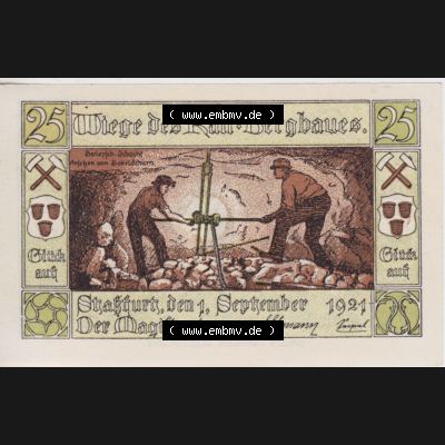 Notgeldscheine Staßfurt, Stadt 25 Pfennig, Schacht, Ansetzen von Bohrlöchern (1) Sammlung