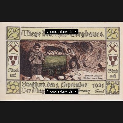 Notgeldscheine Staßfurt, Stadt 25 Pfennig, Verladen von Salz (1) Sammlung