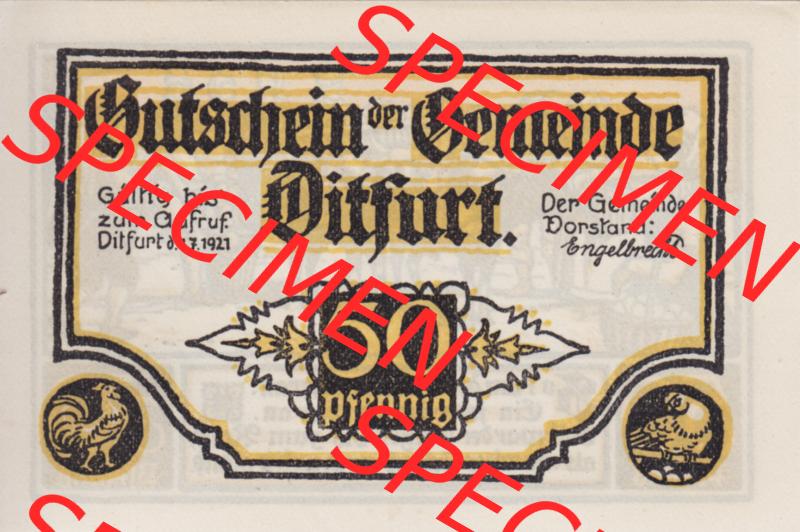 Notgeldscheine Ditfurt, Stadt 1921, So kam der Steuertag heran (1) Sammlung