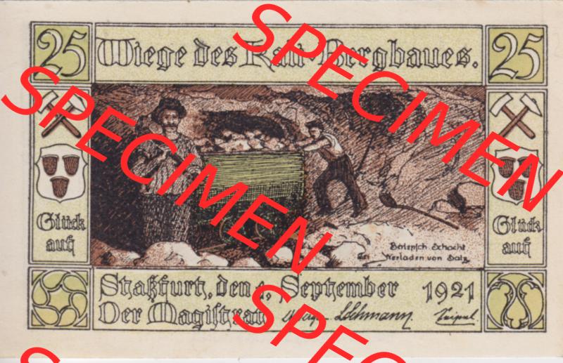 Notgeldscheine Staßfurt, Stadt 25 Pfennig, Verladen von Salz (1) Sammlung