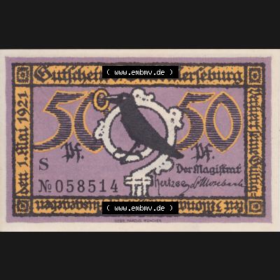 Notgeldscheine Merseburg, Stadt 50 Pfennig S (1) Sammlung