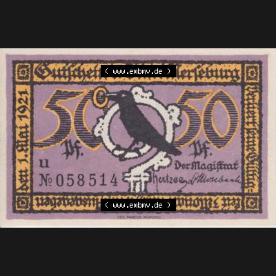 Notgeldscheine Merseburg, Stadt 50 Pfennig U (1) Sammlung