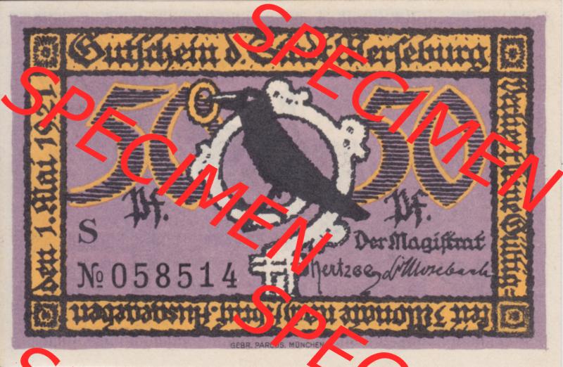 Notgeldscheine Merseburg, Stadt 50 Pfennig S (1) Sammlung