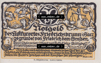 Notgeldscheine Friedrichsbrunn, Gemeinde in Provinz Sachsen Notgeld 1921, 50 Pfennig Flötenkonzert (1) Sammlung