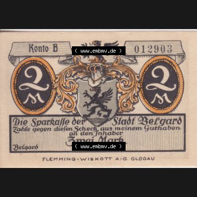 Notgeldscheine Belgrad, Stadt in Pommern Notgeld Stadtansichten 192x, 2 Mark (1) Sammlung
