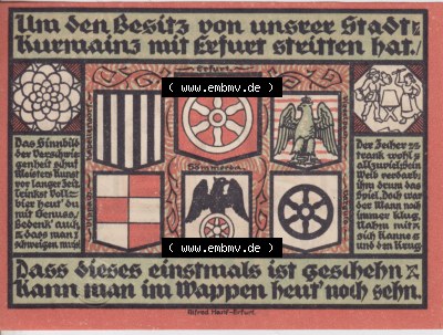 Notgeldscheine Sömmerda, Stadt in Provinz Sachsen Notgeld 1921 25 Pfennig Das Schloß verschliesst ganz fest (1) Sammlung