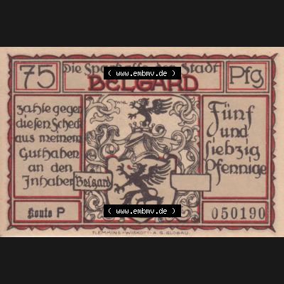 Notgeldscheine Belgrad, Stadt in Pommern Notgeld Uniformen 192x, 75 Pfennig (1) Sammlung
