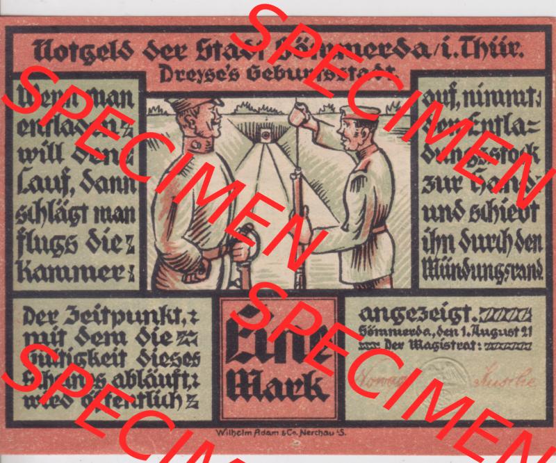 Notgeldscheine Sömmerda, Stadt in Provinz Sachsen Notgeld 1921, 1 Mark Wenn man entladen will (1) Sammlung