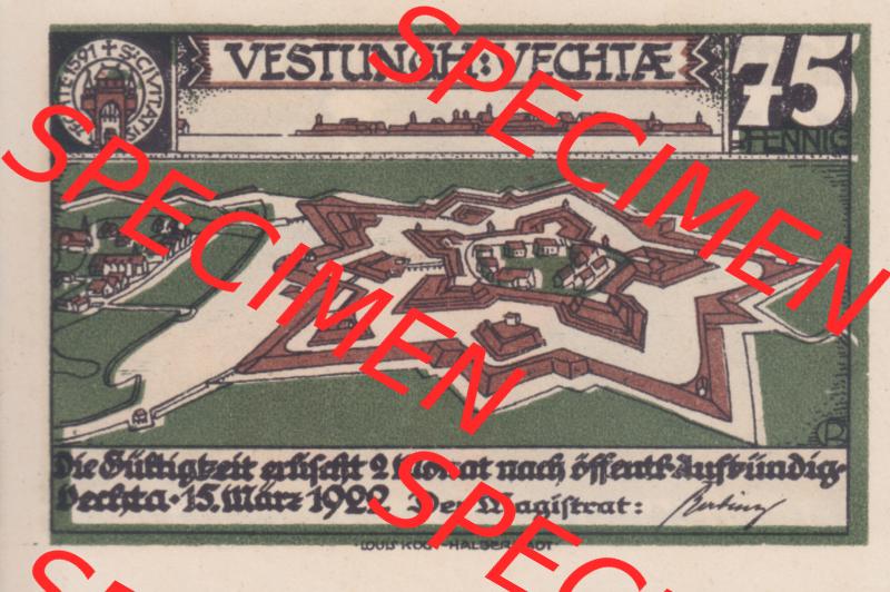 Notgeldscheine Vechta, Stadt in Oldenburg 3, 75 Pfennig (1) Sammlung