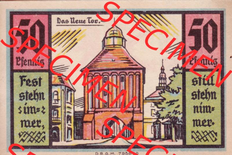 Notgeldscheine Stolp, Sparkasse in Pommern Notgeld Stolp 50 Pfennig Das Neue Tor (1) Sammlung