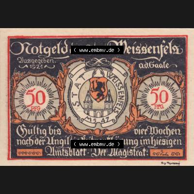 Notgeldscheine Weissenfels, Stadt in Provinz Sachsen Notgeld 1921, 50 Pfennig Soldatenschuhe, Damenschuhe (1) Sammlung