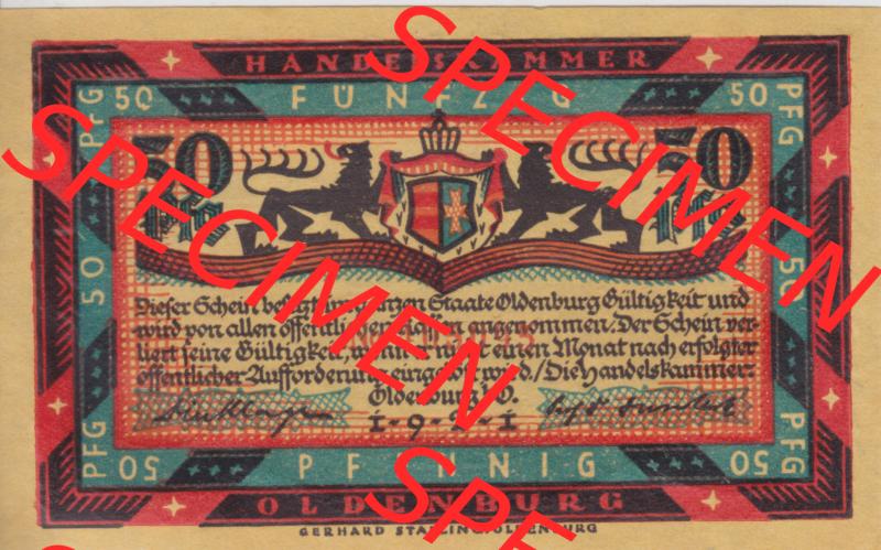 Notgeldscheine Handelskammer in Oldenburg 1921, Gott schütz dein edles Ross (1) Sammlung