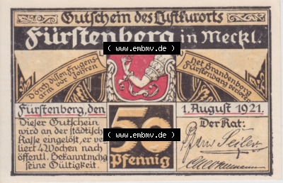 Notgeldscheine Fürstenberg, Stadt in Mecklenburg-Strelitz 1921 50 Pfennig Wat du woll glöwst de Rodelbahn (1) Sammlung