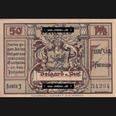 Notgeldscheine Belgrad, Stadt in Pommern Notgeld Schlachten 192x, 50 Pfennig (1) Sammlung