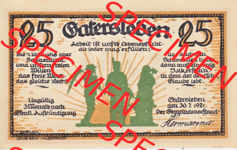 Notgeldscheine Gatersleben, Gemeinde in Provinz Sachsen Notgeld Max und Moritz 1921, 25 Pfennig Fort saust das alte Brüderpaar (1) Sammlung