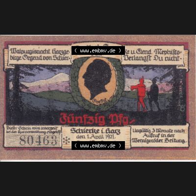 Notgeldscheine Schierke i. Harz, Gemeinde in Provinz Sachsen Notgeld 1921, 50 Pfennig Alte Kirche (1) Sammlung