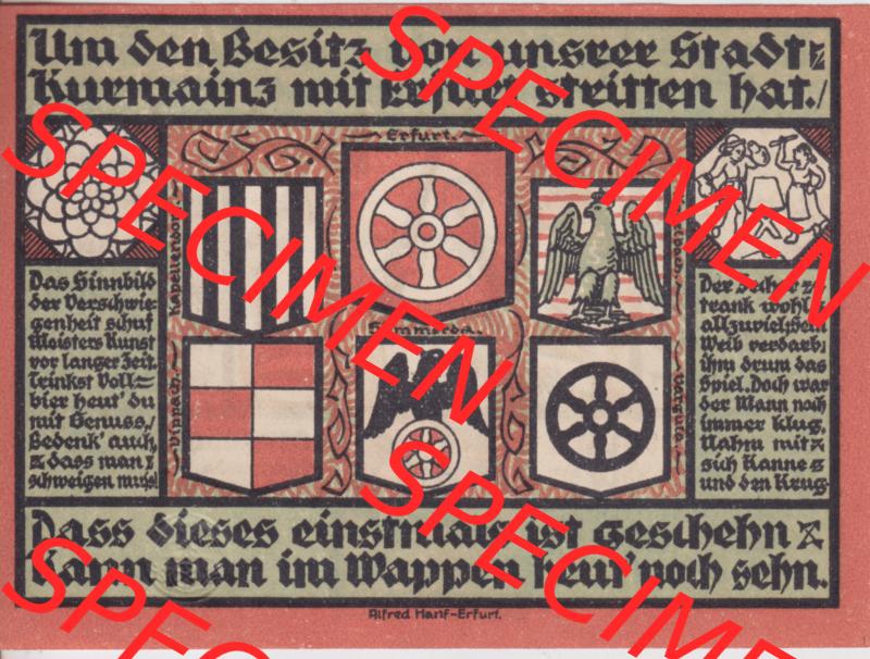 Notgeldscheine Sömmerda, Stadt in Provinz Sachsen Notgeld 1921 25 Pfennig Das Schloß verschliesst ganz fest (1) Sammlung