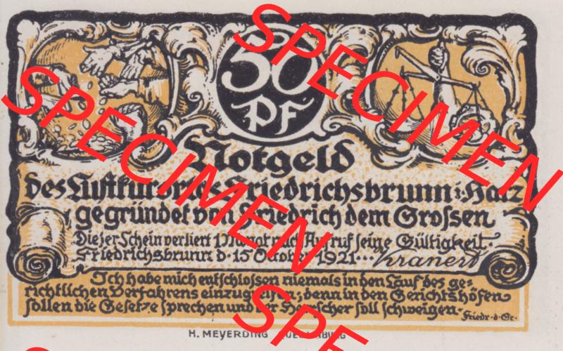 Notgeldscheine Friedrichsbrunn, Gemeinde in Provinz Sachsen Notgeld 1921, 50 Pfennig Flötenkonzert (1) Sammlung