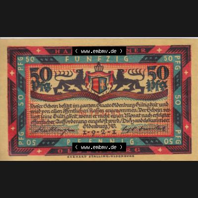 Notgeldscheine Handelskammer in Oldenburg 1921, Gott schütz dein edles Ross (1) Sammlung