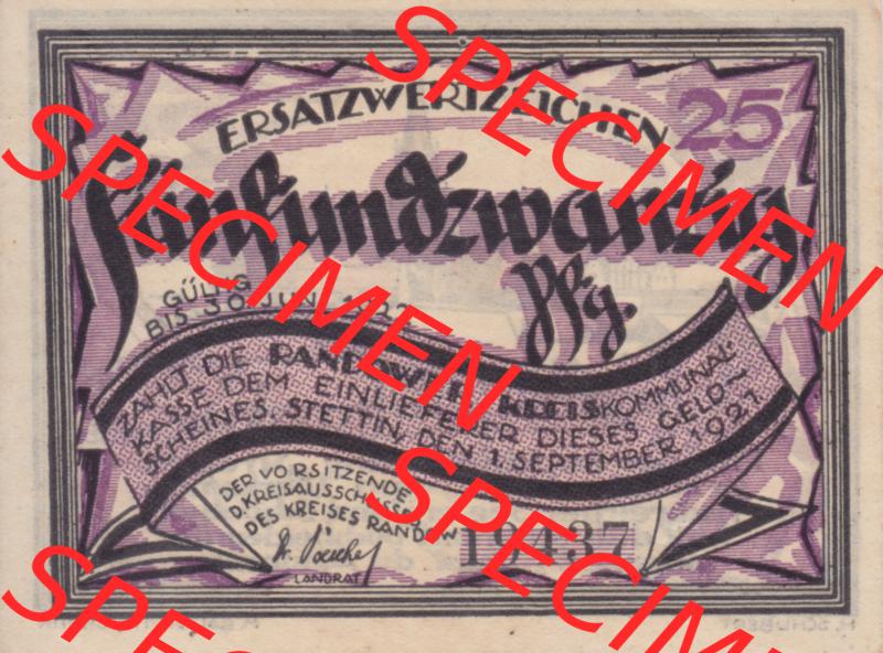 Notgeldscheine Randow, Kreis in Pommern Notgeld 1921, 25 Pfennig Lied Vers 2 Sammlung