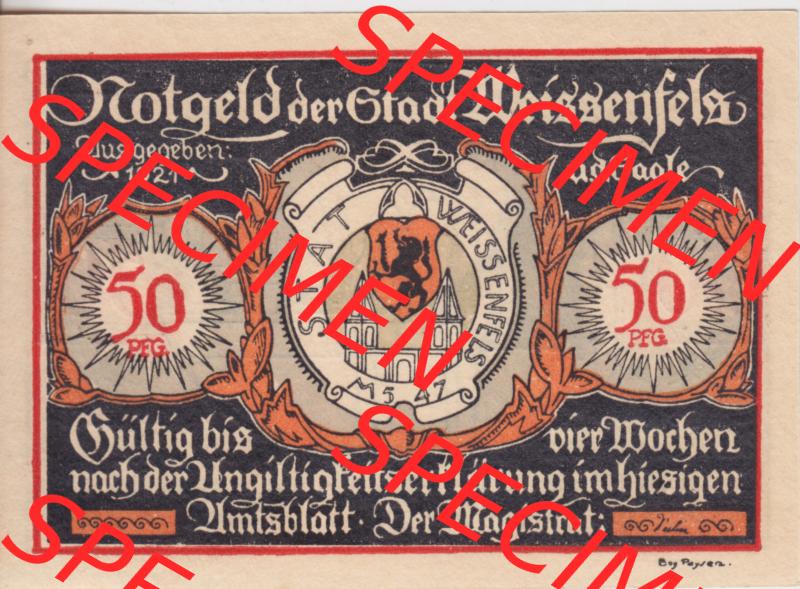 Notgeldscheine Weissenfels, Stadt in Provinz Sachsen Notgeld 1921, 50 Pfennig Herrenschuh, Damenschuh (1) Sammlung