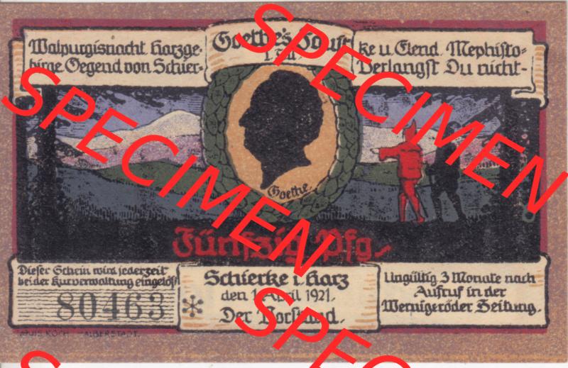 Notgeldscheine Schierke i. Harz, Gemeinde in Provinz Sachsen Notgeld 1921, 50 Pfennig Alte Kirche (1) Sammlung