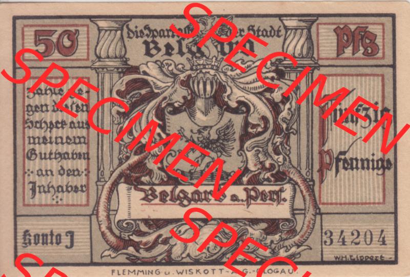Notgeldscheine Belgrad, Stadt in Pommern Notgeld Schlachten 192x, 50 Pfennig (1) Sammlung