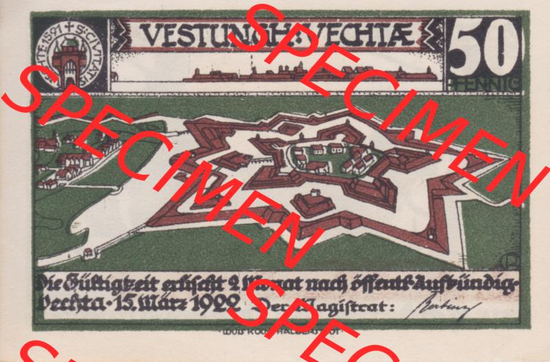 Notgeldscheine Vechta, Stadt in Oldenburg 5, 50 Pfennig (1) Sammlung