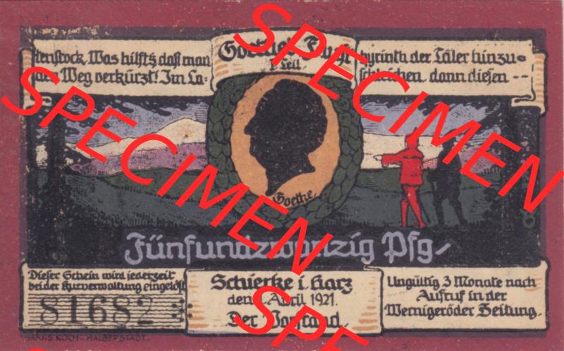 Notgeldscheine Schierke i. Harz, Gemeinde in Provinz Sachsen Notgeld 1921, 25 Pfennig Gesamtansicht (1) Sammlung