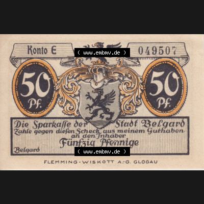 Notgeldscheine Belgrad, Stadt in Pommern Notgeld Stadtansichten 192x, 50 Pfennig (1) Sammlung