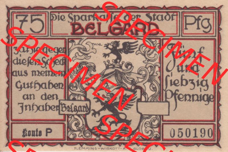Notgeldscheine Belgrad, Stadt in Pommern Notgeld Uniformen 192x, 75 Pfennig (1) Sammlung