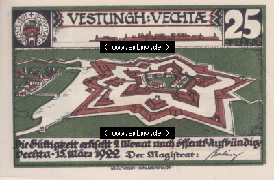 Notgeldscheine Vechta, Stadt in Oldenburg 4, 25 Pfennig (1) Sammlung