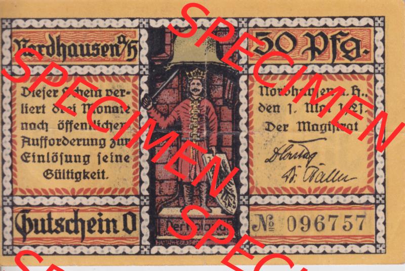 Notgeldscheine Nordhausen, Stadt in Provinz Sachsen Notgeld 1921, 50 Pfennig Finkenburg (1) Sammlung