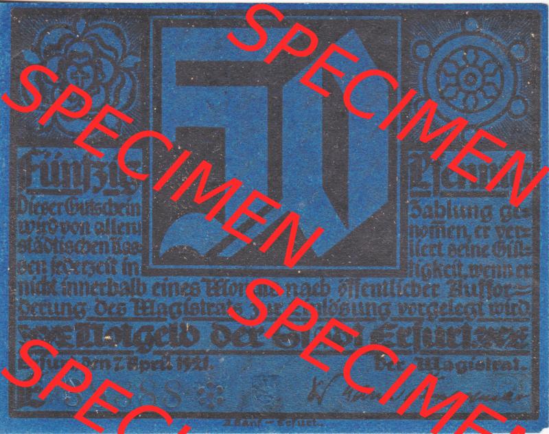 Notgeldscheine Erfurt, Stadt in Provinz Sachsen Notgeld Luther 4 E blau (1) Sammlung