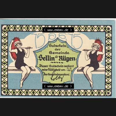 Notgeldscheine Sellin, Gemeinde in Pommern Rügen Notgeld 1922, 75 Pfennig Wirst alt du und gebrechlich (1) Sammlung