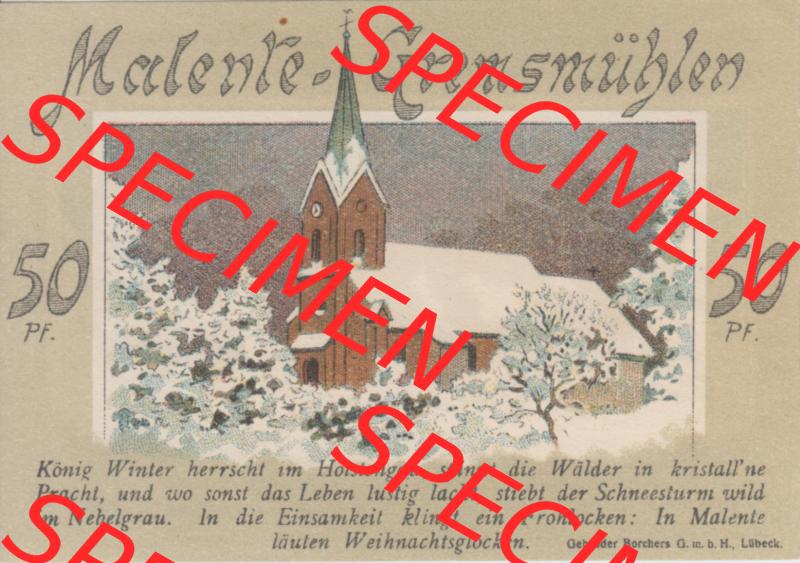 Notgeldscheine Malente Gremsmühlen, Stadt in Oldenburg-Eutin, 50 Pfennig Notgeld (0003) Sammlung