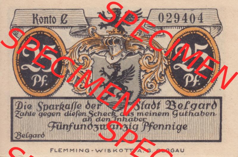 Notgeldscheine Belgrad, Stadt in Pommern Notgeld Stadtansichten 192x, 25 Pfennig (1) Sammlung