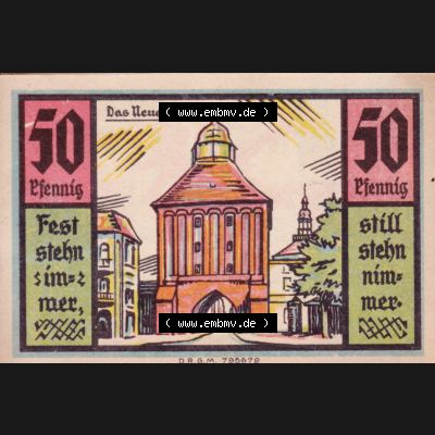 Notgeldscheine Stolp, Sparkasse in Pommern Notgeld Stolp 50 Pfennig Das Neue Tor (1) Sammlung